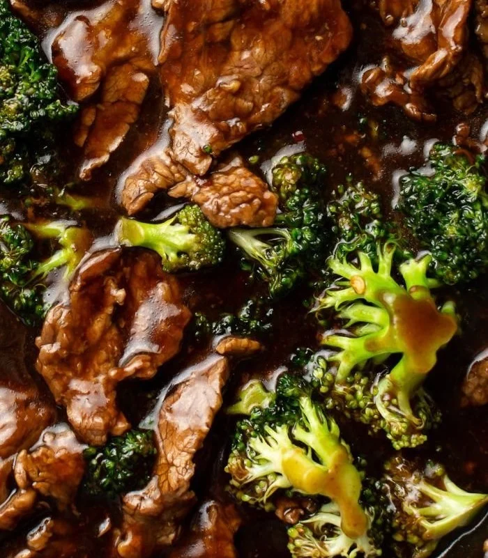 Plate of easy beef and broccoli with tender beef and fresh broccoli