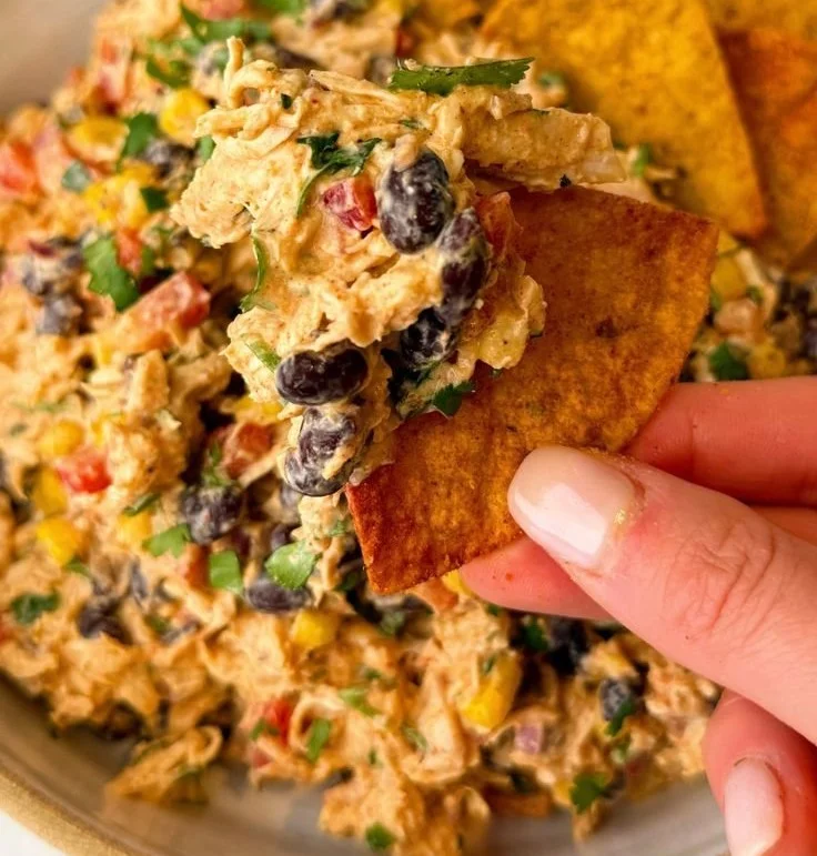 Healthy High-Protein Southwest Chicken Salad with grilled chicken and fresh vegetables